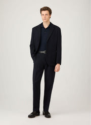 Men's Extra-Fine Merino Polo Shirt in Navy