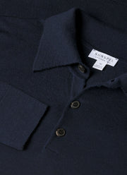 Men's Extra-Fine Merino Polo Shirt in Navy