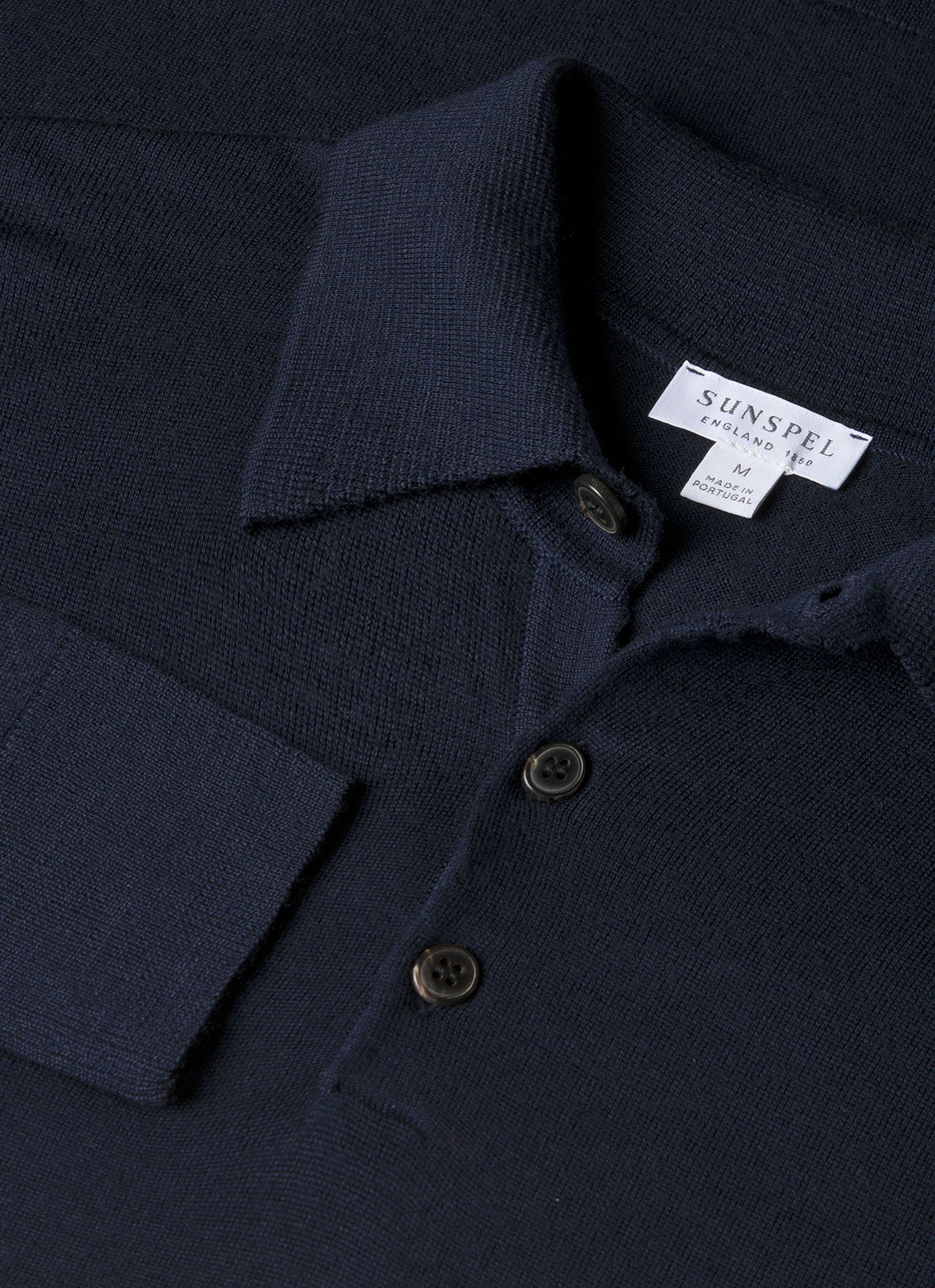 Men's Extra-Fine Merino Polo Shirt in Navy