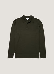 Men's Extra-Fine Merino Polo Shirt in Dark Green
