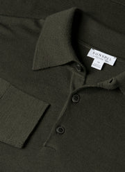 Men's Extra-Fine Merino Polo Shirt in Dark Green
