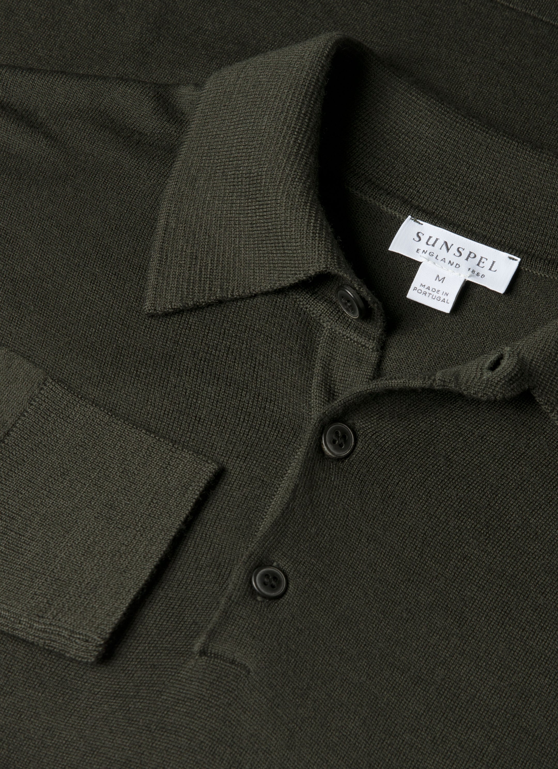 Men's Extra-Fine Merino Polo Shirt in Dark Green
