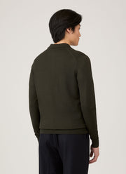 Men's Extra-Fine Merino Polo Shirt in Dark Green