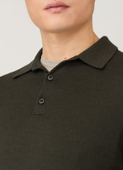 Men's Extra-Fine Merino Polo Shirt in Dark Green