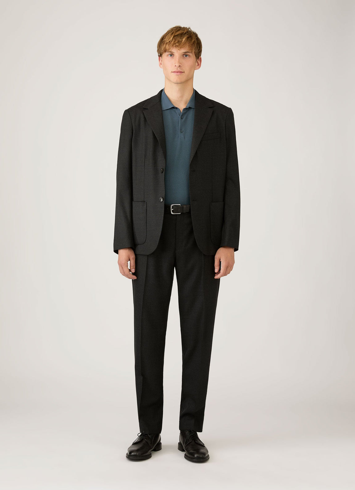 Men's Knit Polo Shirt in Slate Blue