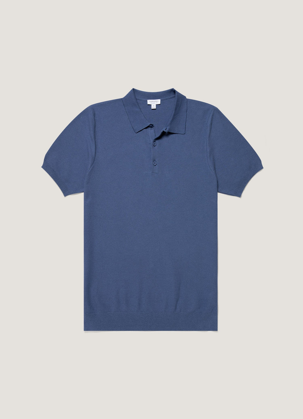Men's Knit Polo Shirt in Soft Denim