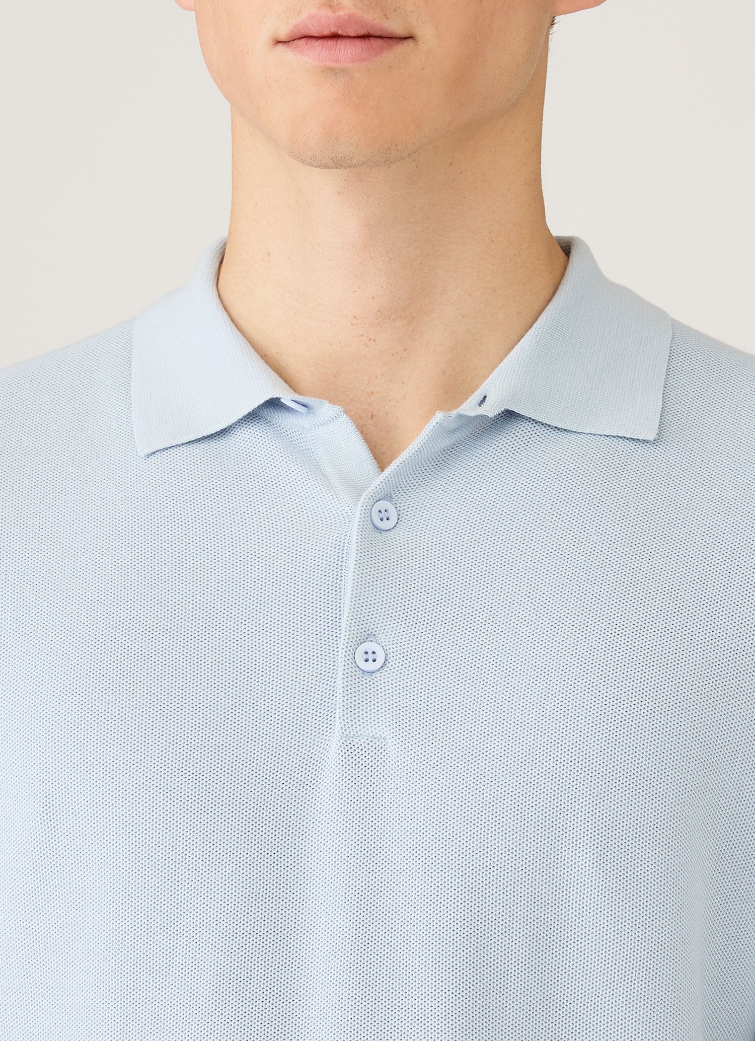 Men's Knit Polo Shirt in Pastel Blue