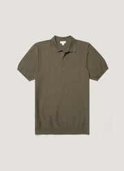 Men's Knit Polo Shirt in Khaki