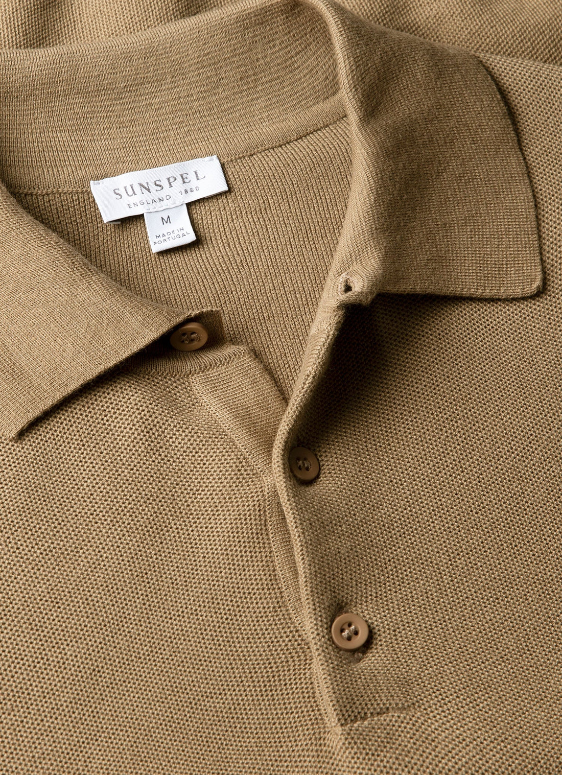 Men's Cotton Knit Polo Shirt in Dark Stone