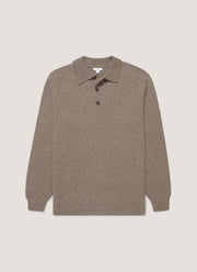 Men's Lambswool Polo Shirt in Bark