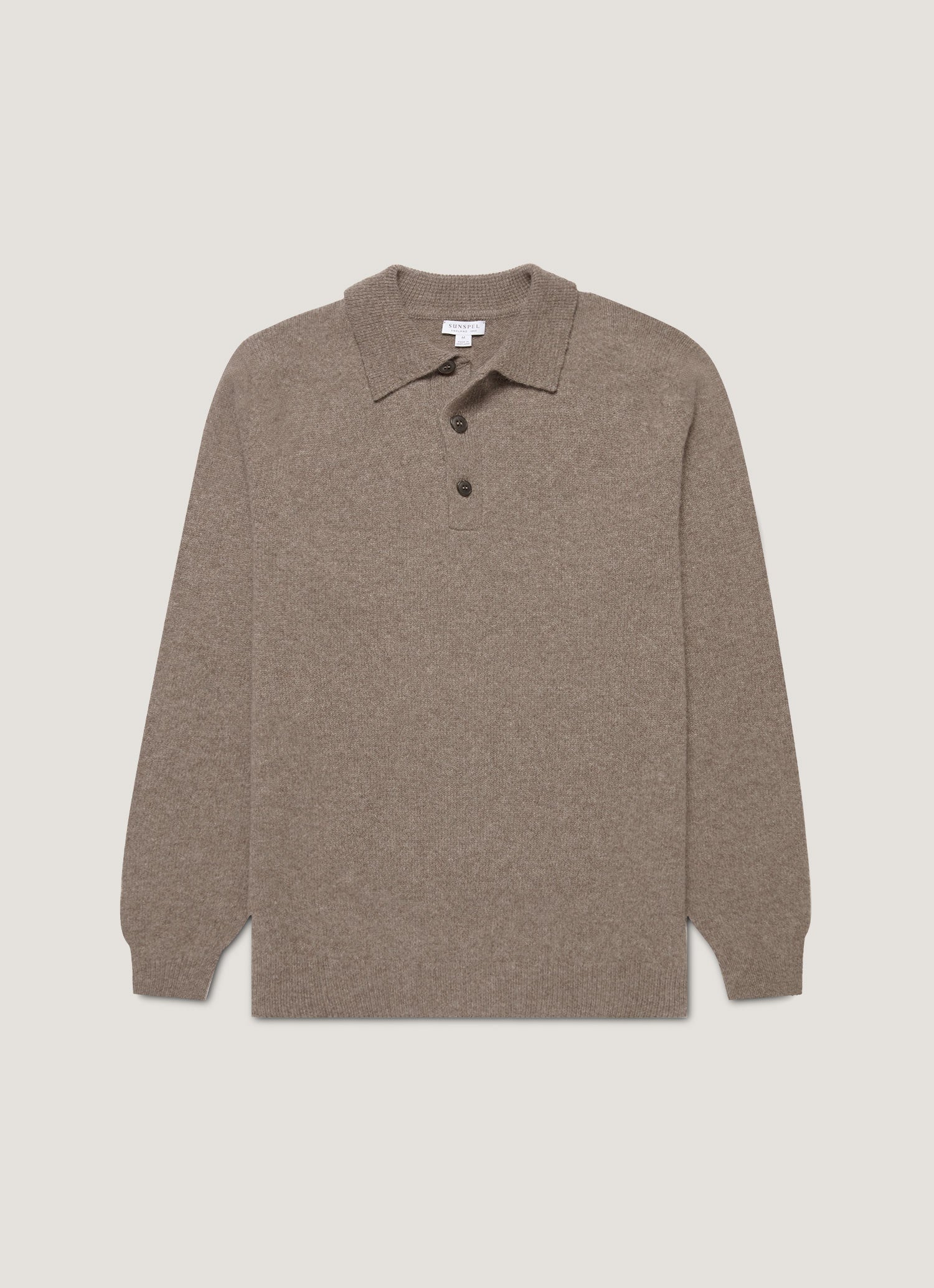 Men's Lambswool Polo Shirt in Bark