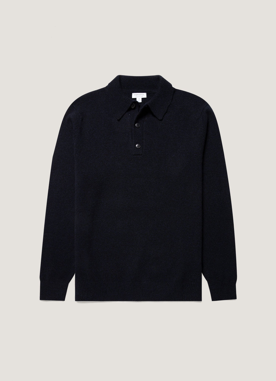 Men's Lambswool Polo Shirt in Dark Navy Mouline