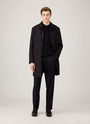 Men's Lambswool Polo Shirt in Dark Navy Mouline