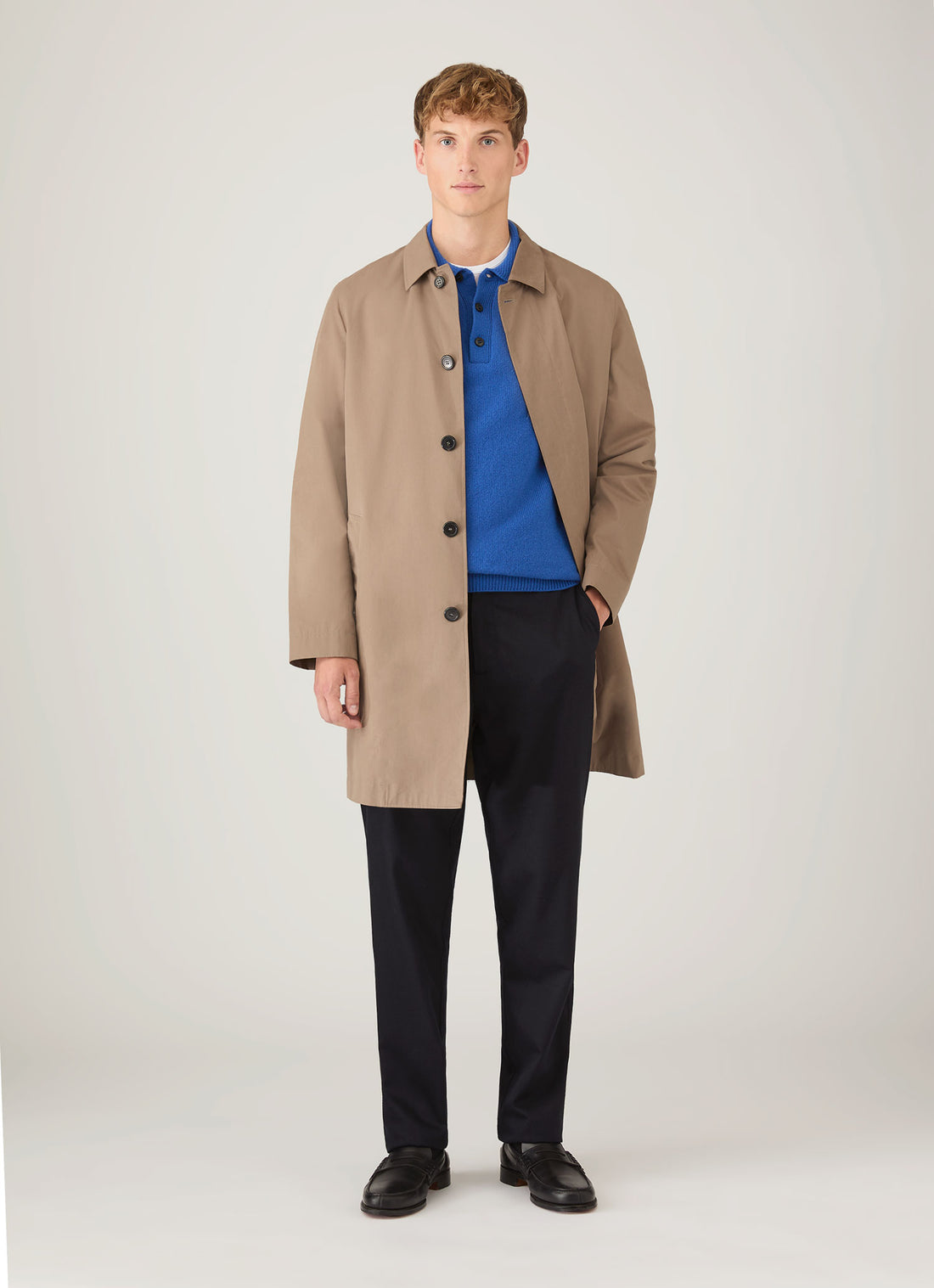 Men's Lambswool Polo Shirt in Cobalt