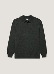 Men's Lambswool Polo Shirt in Dark Green Twist