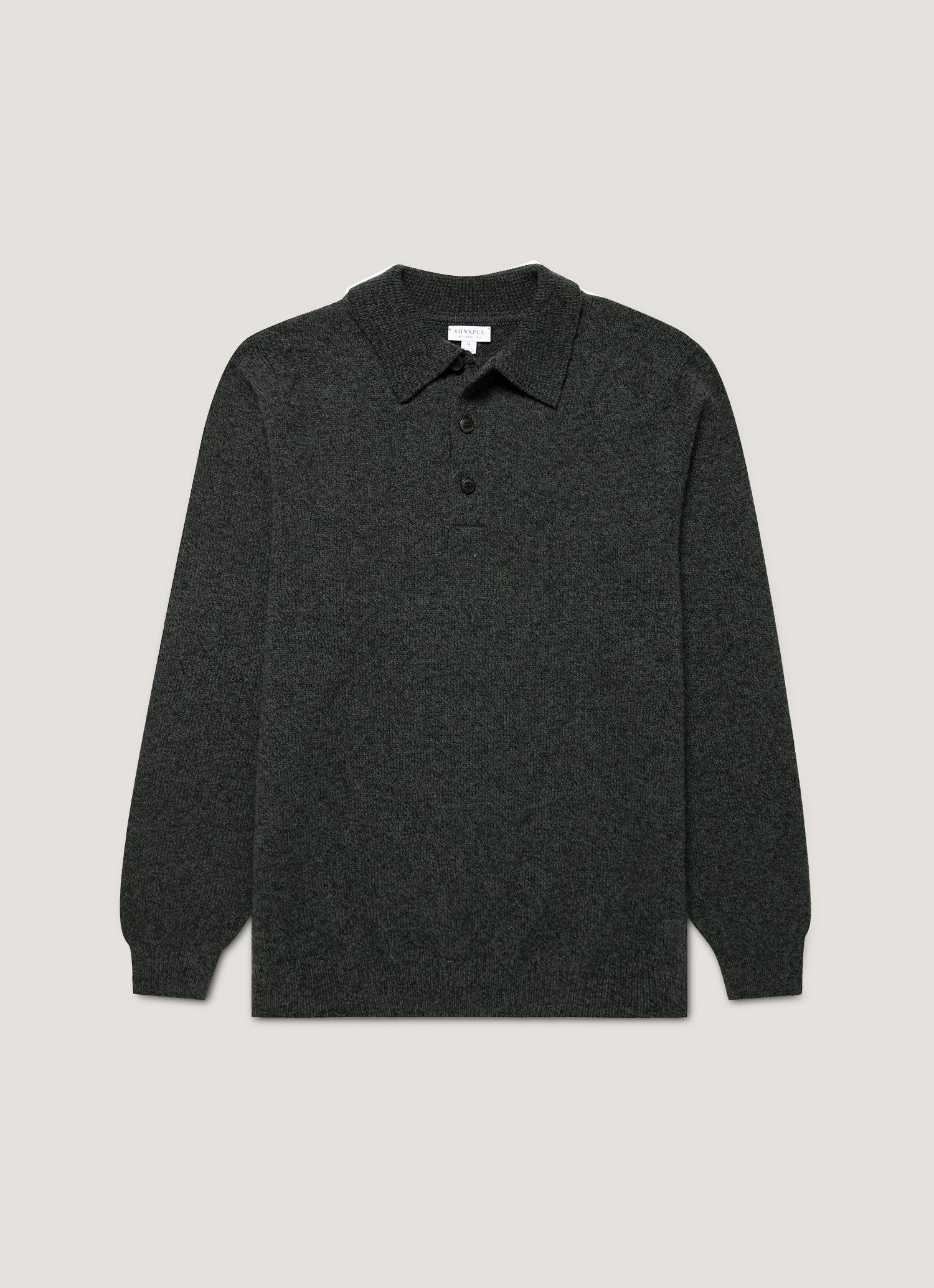 Men's Lambswool Polo Shirt in Dark Green Twist