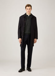 Men's Lambswool Polo Shirt in Dark Green Twist