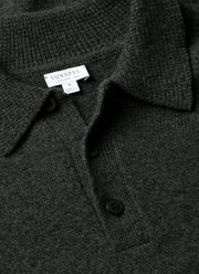 Men's Lambswool Polo Shirt in Dark Green Twist