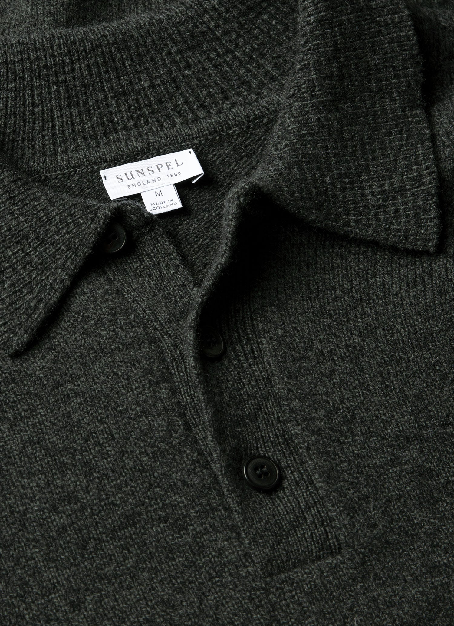 Men's Lambswool Polo Shirt in Dark Green Twist