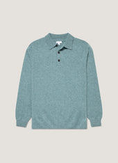 Men's Lambswool Polo Shirt in Steel Green