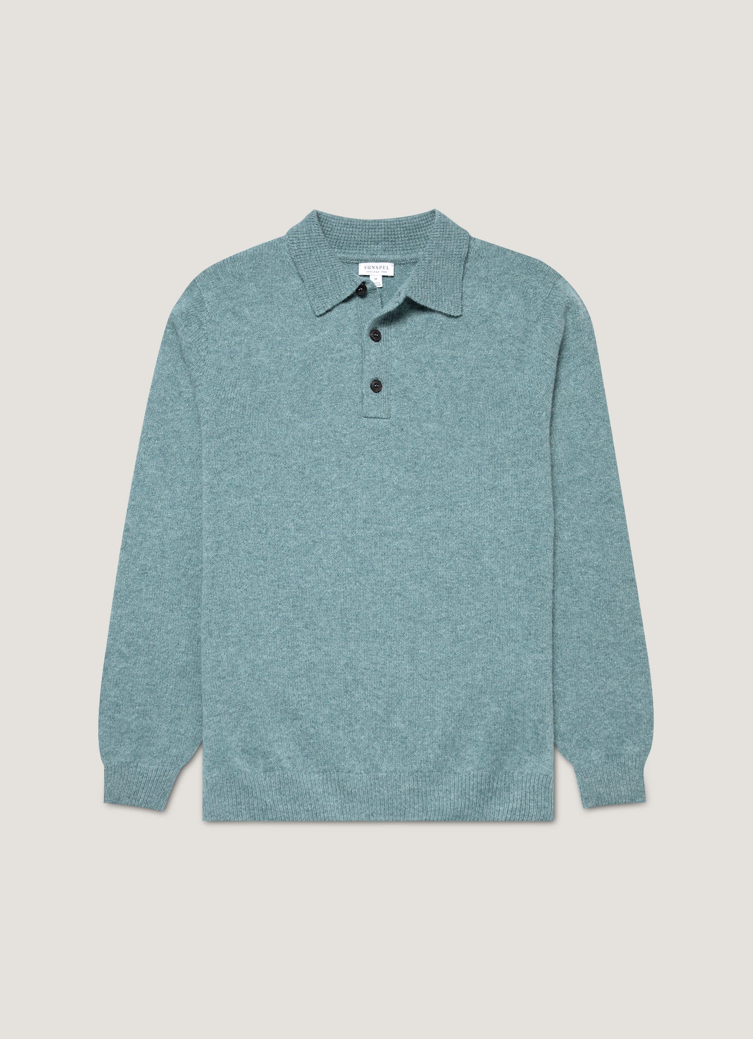 Men's Lambswool Polo Shirt in Steel Green