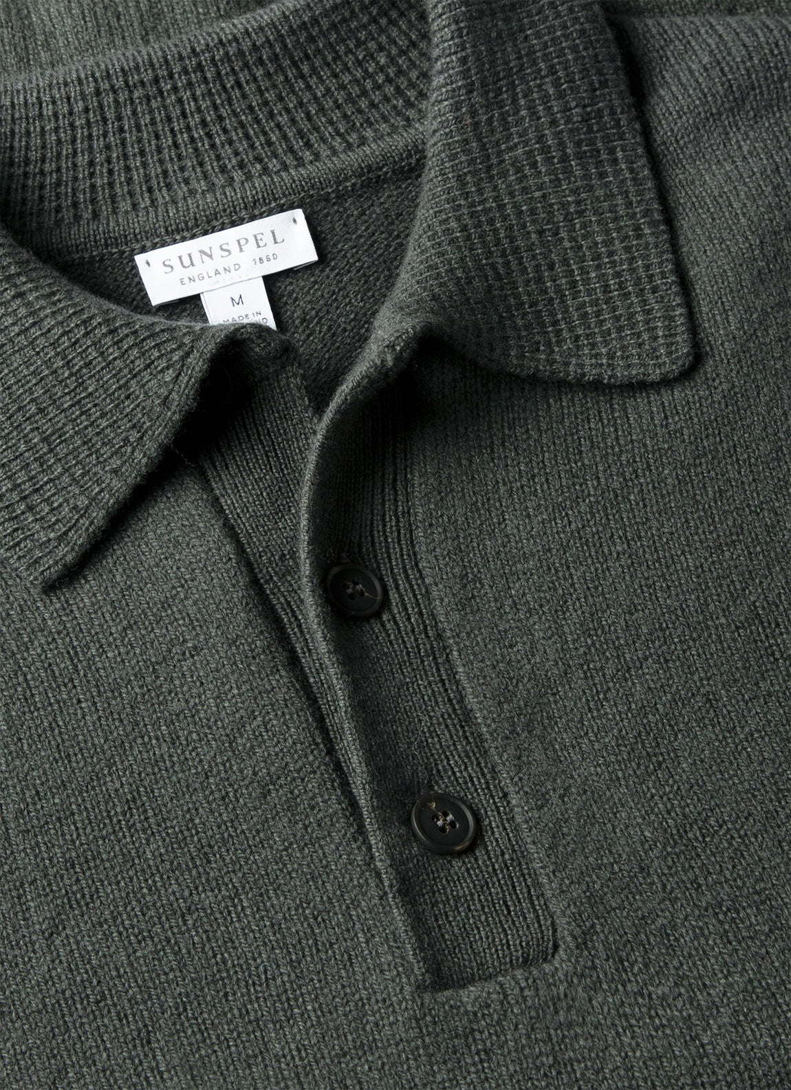 Men's Lambswool Knitted Polo Shirt in Slate Green