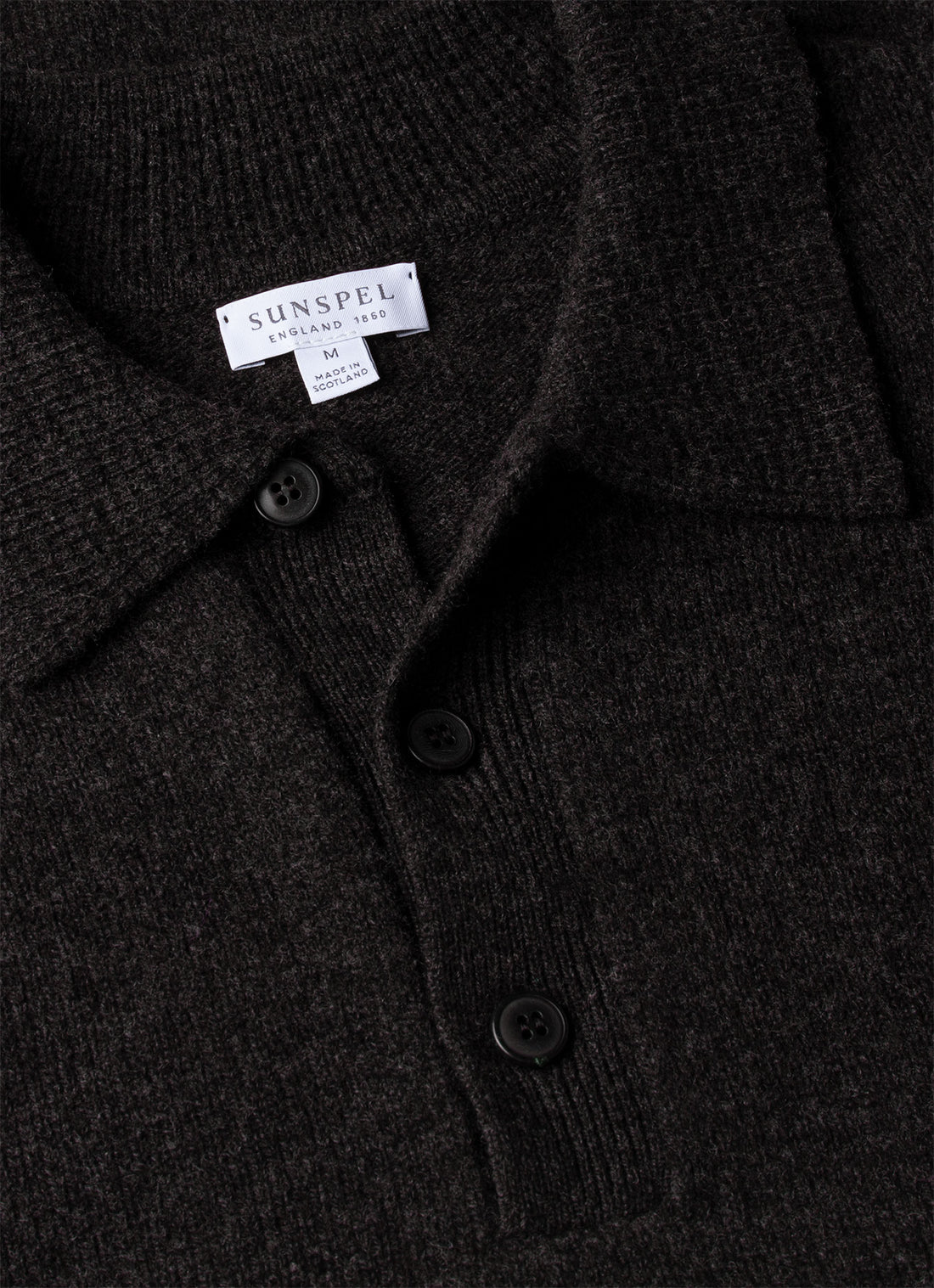 Men's Lambswool Polo Shirt in Charcoal Melange
