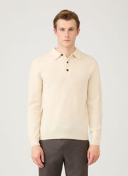 Men's Lambswool Polo Shirt in Ecru