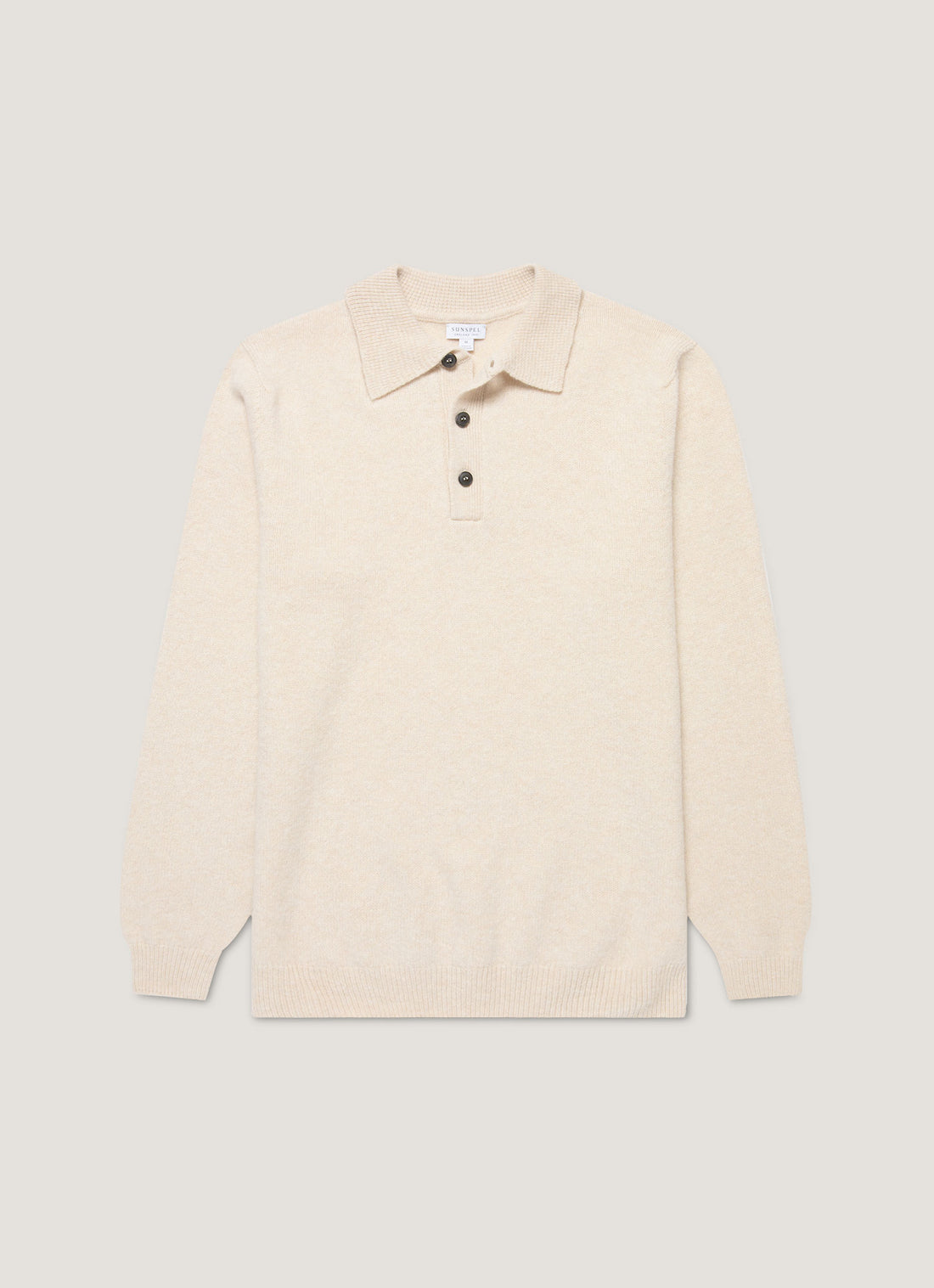 Men's Lambswool Polo Shirt in Oatmeal Melange