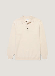 Men's Lambswool Polo Shirt in Oatmeal Melange