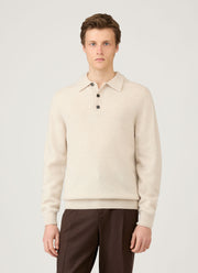 Men's Lambswool Polo Shirt in Oatmeal Melange