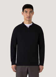 Men's Sea Island Cashmere Polo Shirt in Black