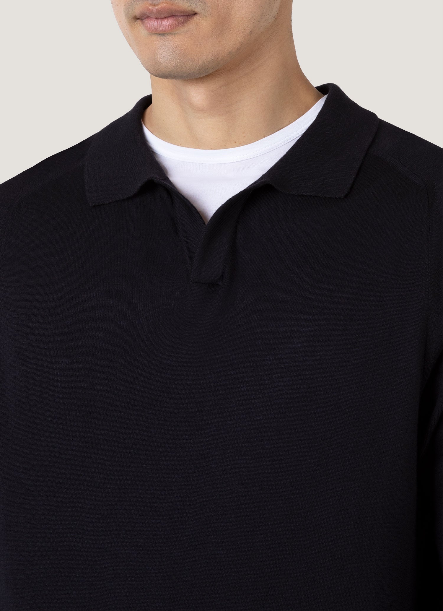 Men's Sea Island Cashmere Polo Shirt in Black