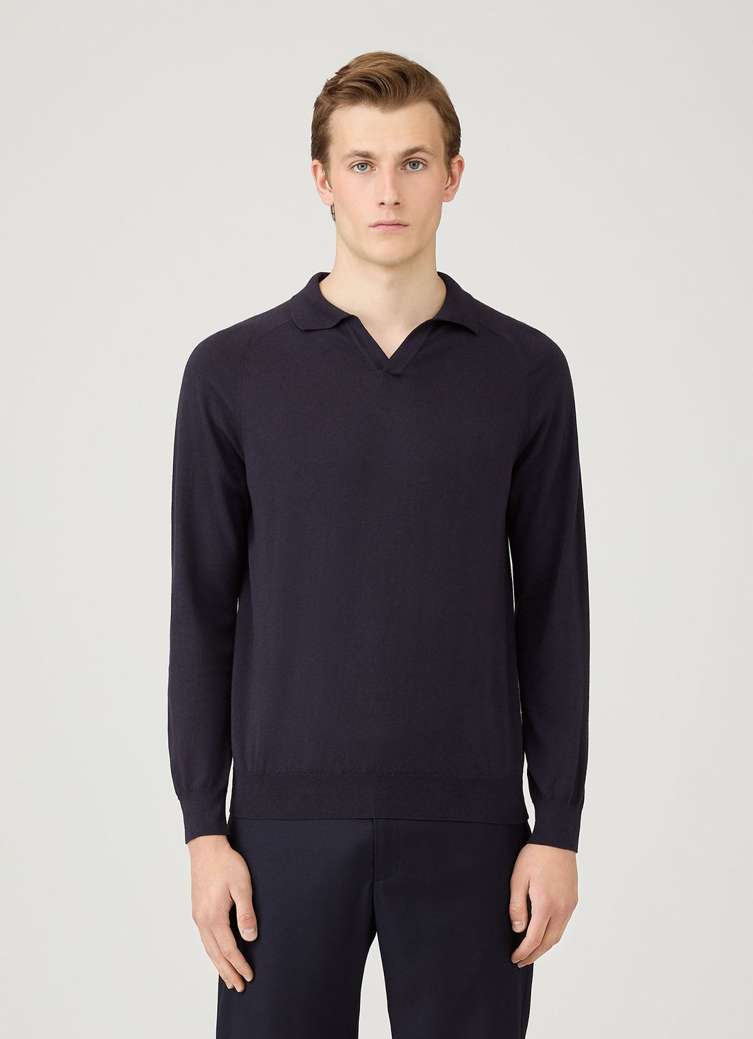 Men's Sea Island Cashmere Polo Shirt in Midnight Navy