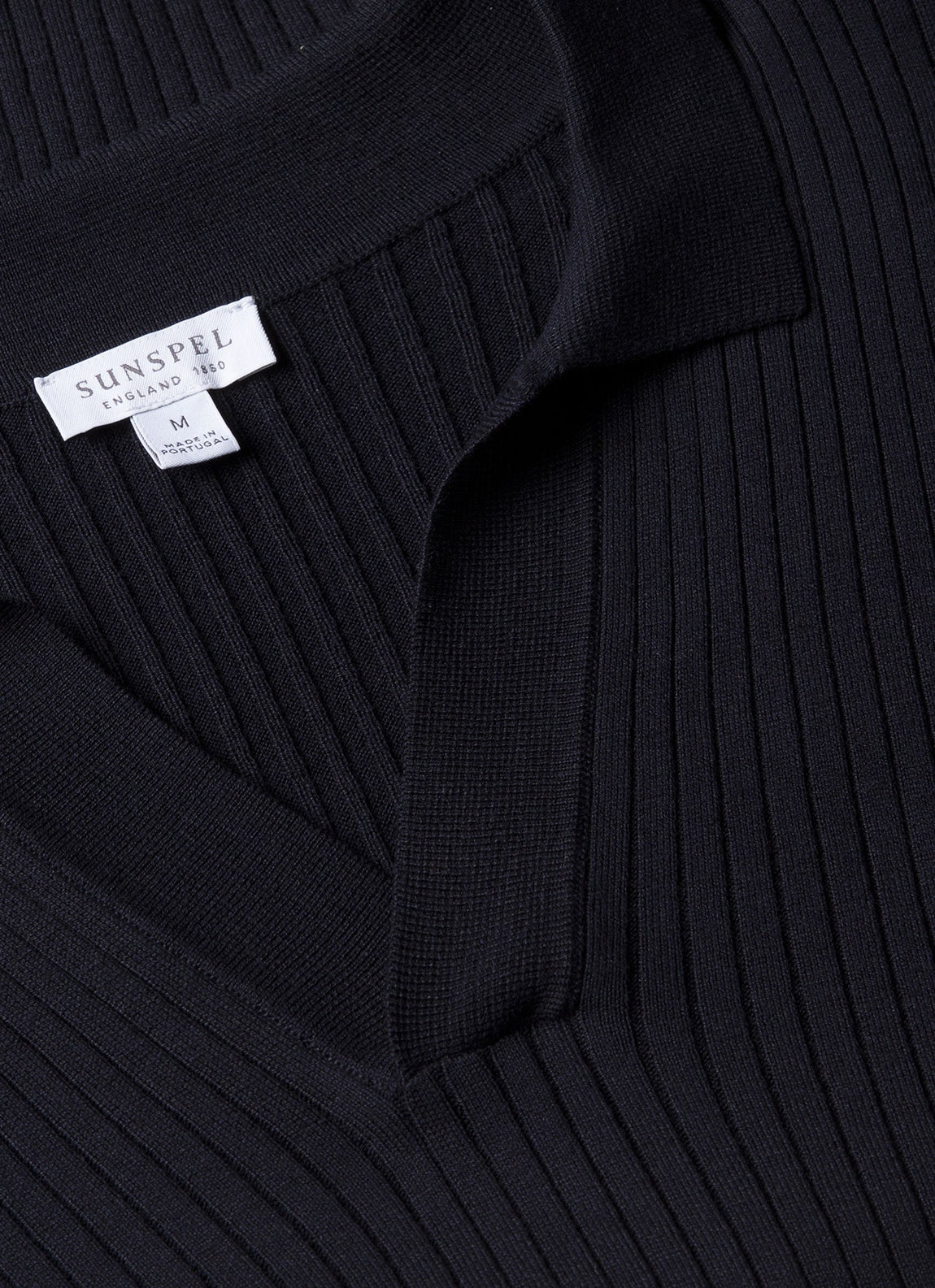 Men's Fine Rib Silk Cotton Polo Shirt in Navy