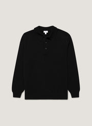 Men's Cashmere Polo Shirt in Black
