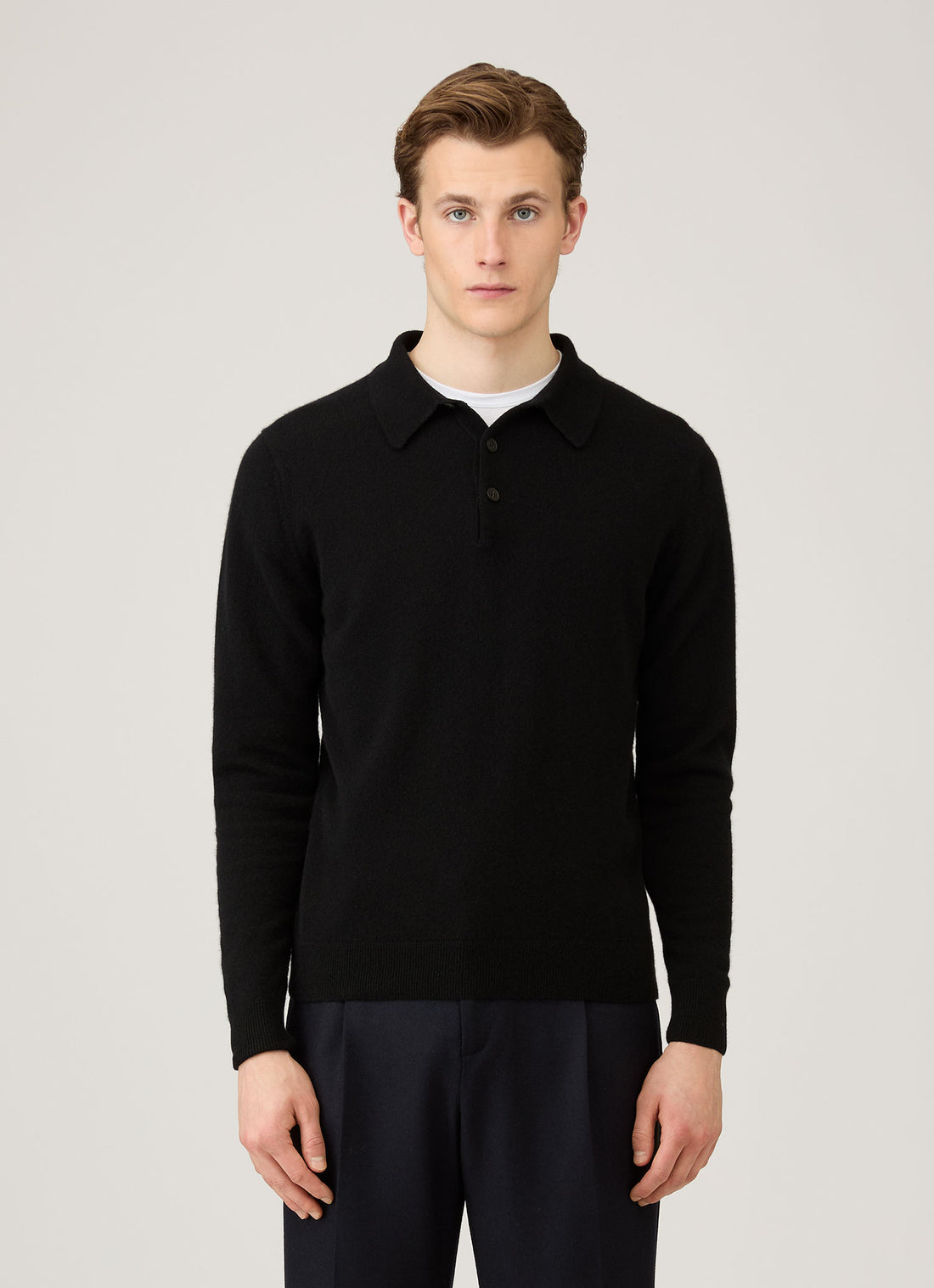 Men's Cashmere Polo Shirt in Black
