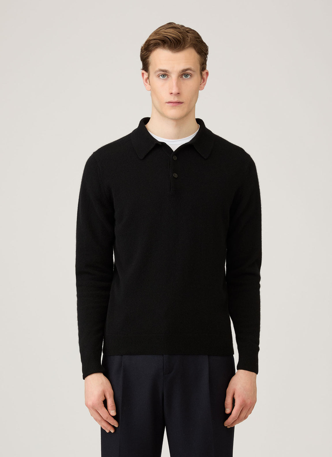Men's Cashmere Polo Shirt in Black