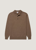 Men's Cashmere Knitted Polo Shirt in Taupe