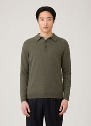 Men's Cashmere Polo Shirt in Khaki