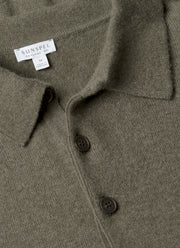 Men's Cashmere Polo Shirt in Khaki