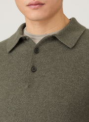 Men's Cashmere Polo Shirt in Khaki