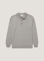 Men's Cashmere Polo Shirt in Grey Melange