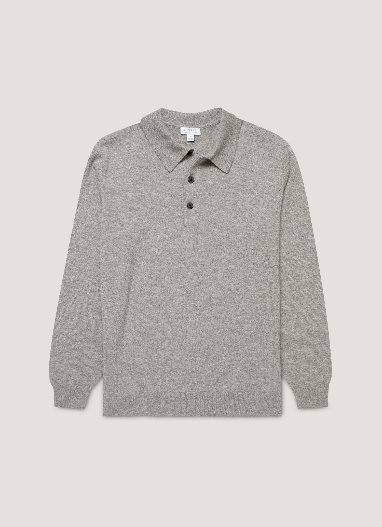 Men's Cashmere Polo Shirt in Grey Melange