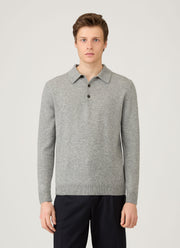 Men's Cashmere Polo Shirt in Grey Melange