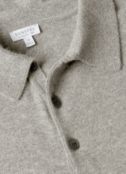 Men's Cashmere Polo Shirt in Grey Melange