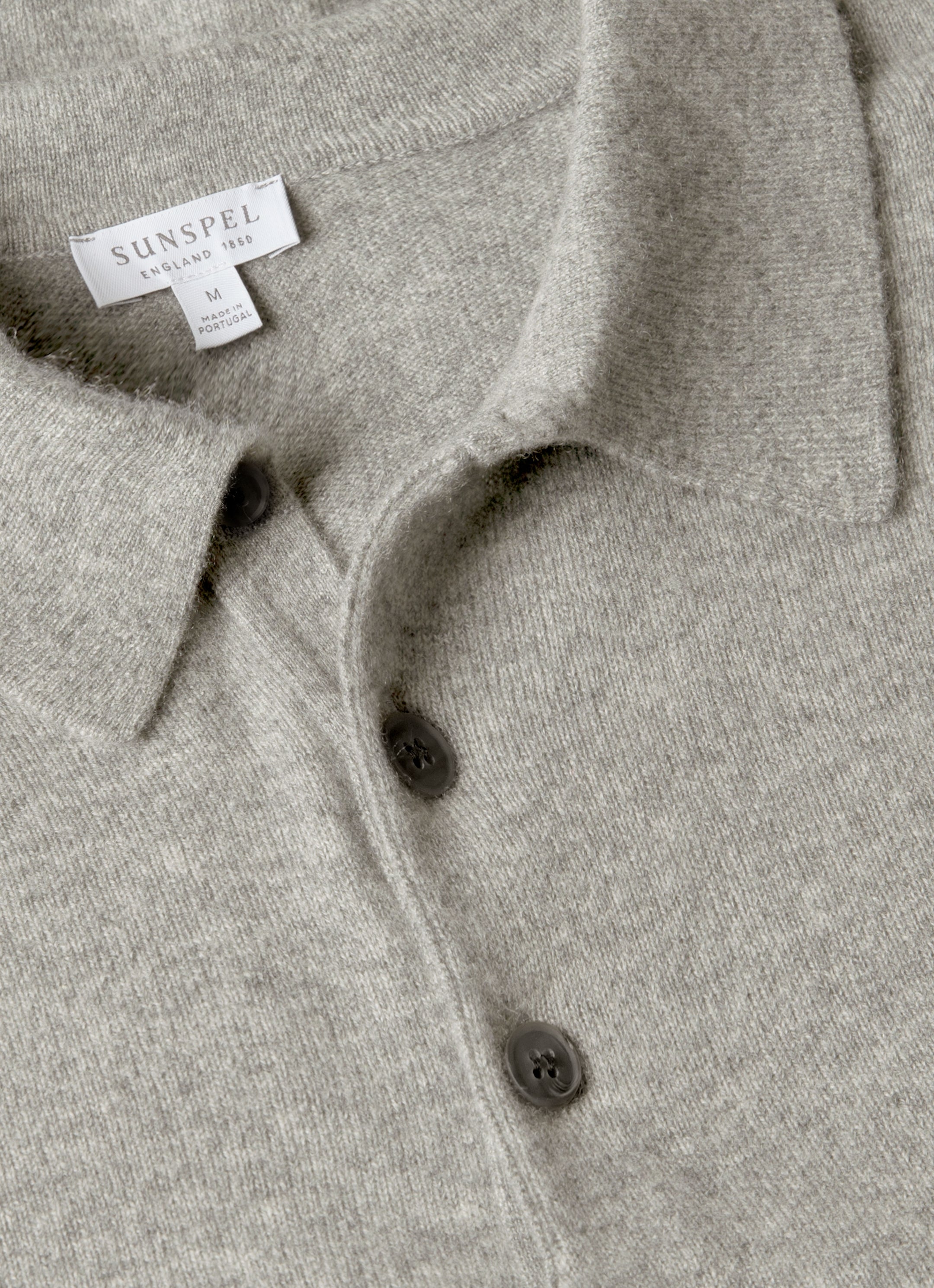Men's Cashmere Polo Shirt in Grey Melange