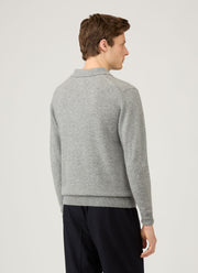 Men's Cashmere Polo Shirt in Grey Melange