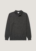 Men's Cashmere Knitted Polo Shirt in Charcoal Melange