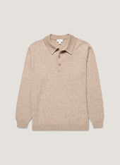 Men's Cashmere Polo Shirt in Oatmeal Melange